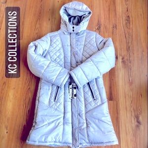 NEW Winter Long Coat w/ Hoodie Silver Women’s